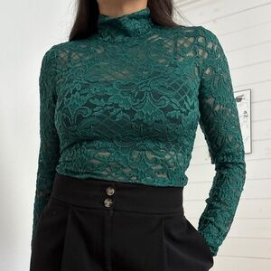 AFRM green lace turtleneck